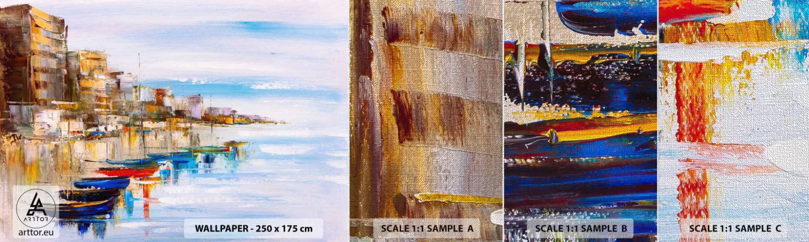 Fototapeten Muster Premium Canvas - Bunte urbane Oase - Landschaft, Hafen, Strand - 100x30 cm