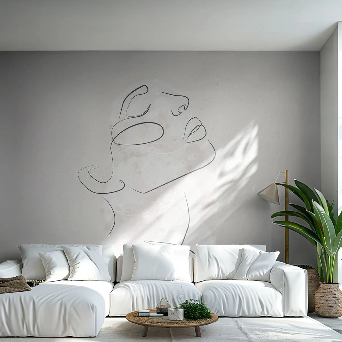 Fototapete Premium Canvas - Die Umrisse eines Traums - Das Gesicht einer Frau, Frau, Grafik - 350x256 cm