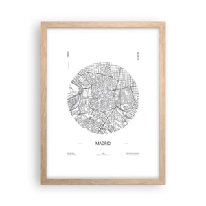 Poster in einem Rahmen aus heller Eiche - Anatomie von Madrid - 30x40 cm