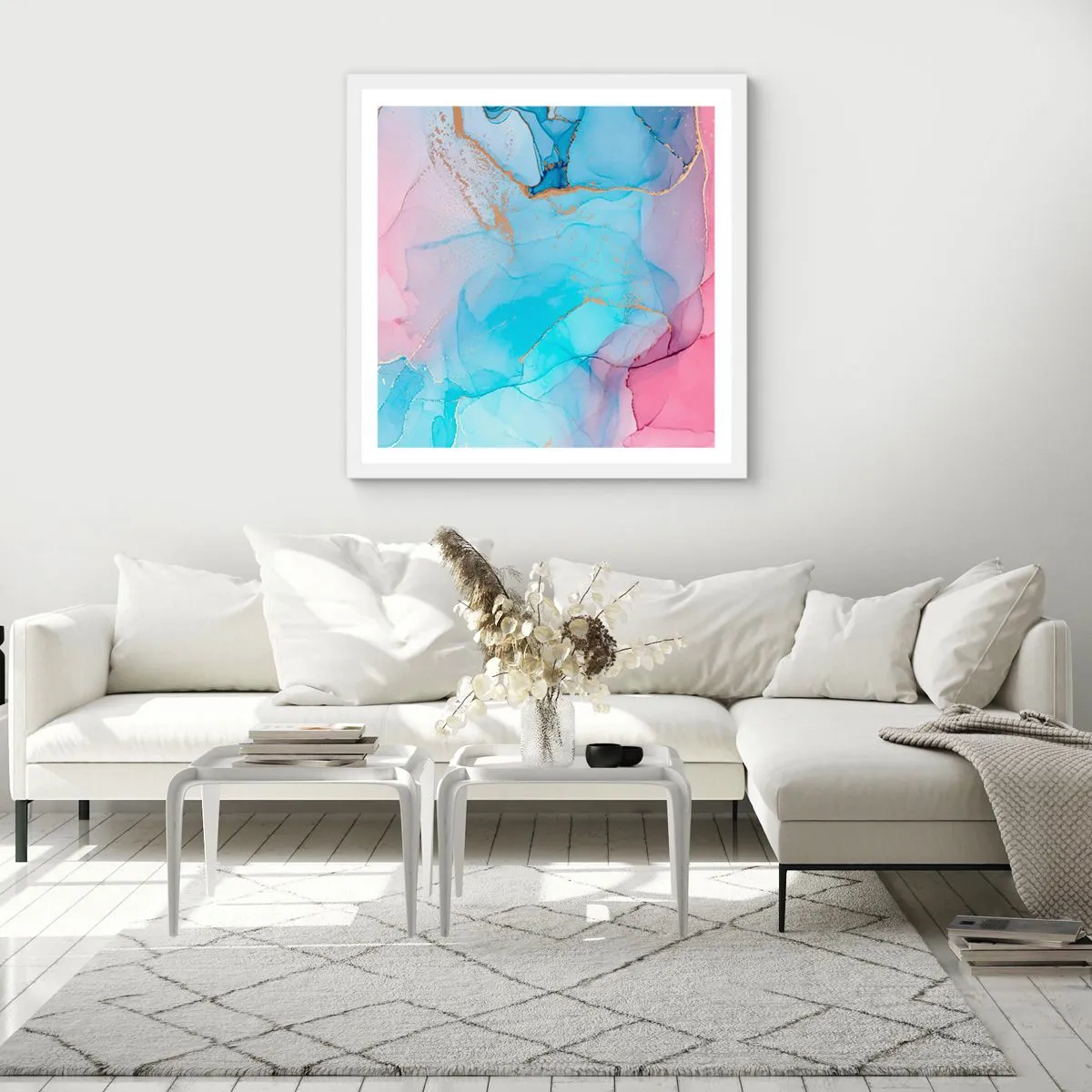 Poster in einem weißen Rahmen - Begegnung und Durchdringung - 60x60 cm
