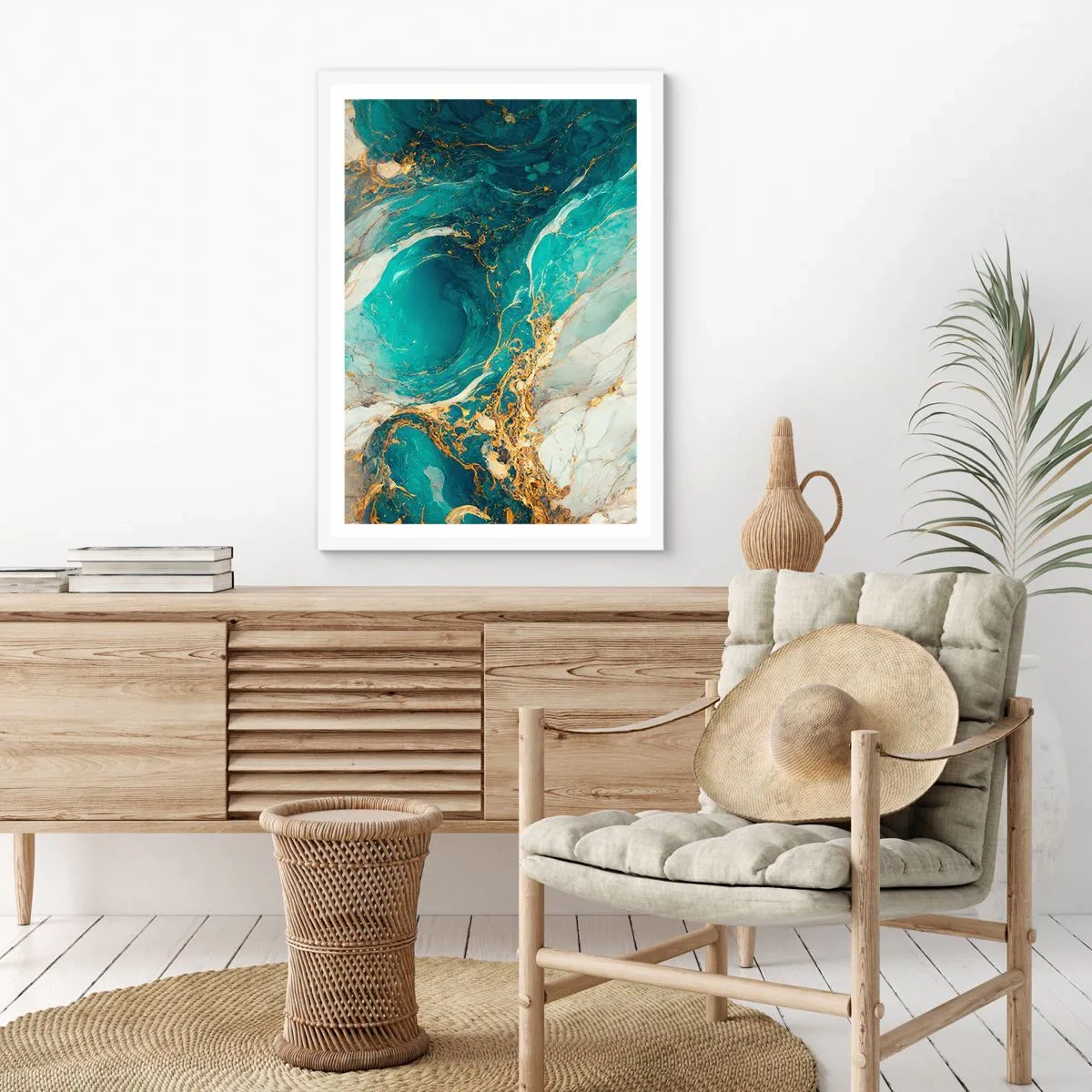 Poster in einem weißen Rahmen - Komposition mit Goldadern - 50x70 cm