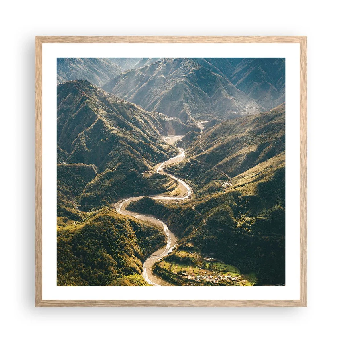 Poster in einem Rahmen aus heller Eiche - Direkt aus dem Herzen der Berge - 60x60 cm