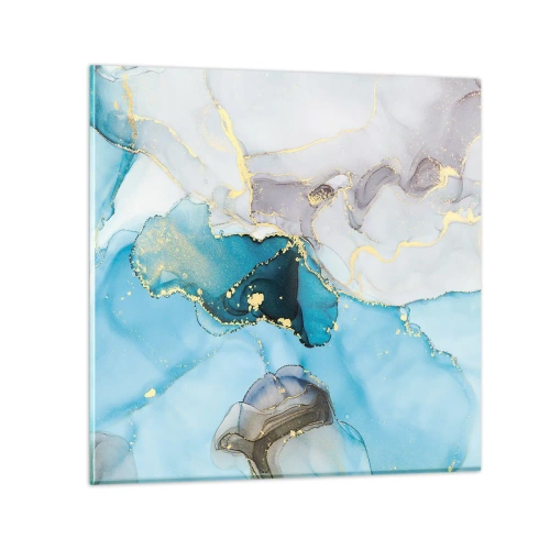 Glasbild - Bild auf glas - Eine Studie über das Zusammentreffen von Grau und Türkis - 60x60 cm