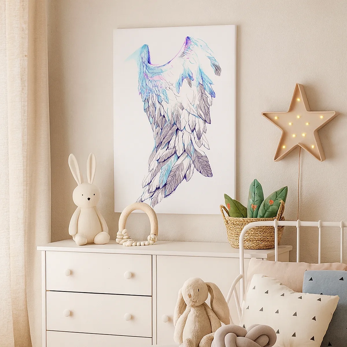 Bild auf Leinwand - Leinwandbild - Zarte Engelsflügel in Pastelltönen - 50x70cm - Ich brauche Flügel - Moderne Wanddekoration für Wohnzimmer und Schlafzimmer ARTTOR