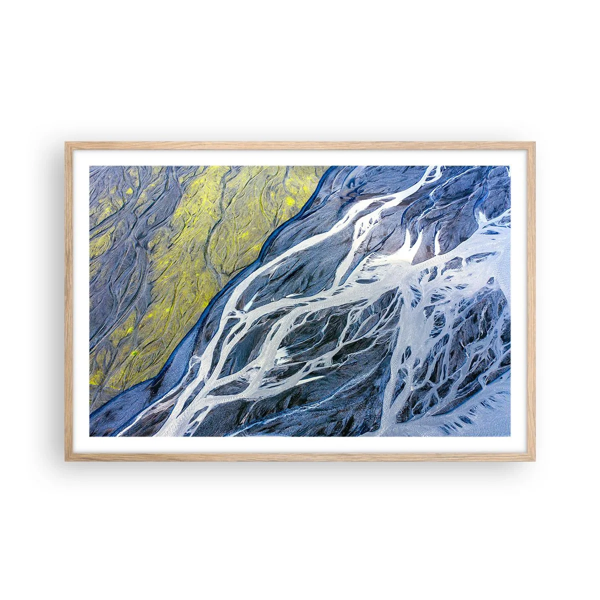 Poster in einem Rahmen aus heller Eiche - Felsmalereien der Natur - 91x61 cm