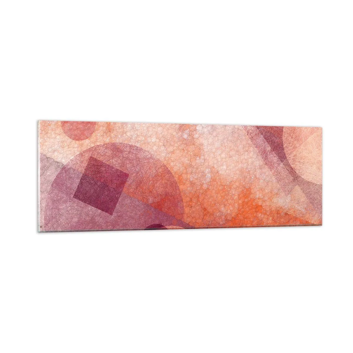 Glasbild - Bild auf glas - Geometrische Transformationen in Pink - 90x30 cm