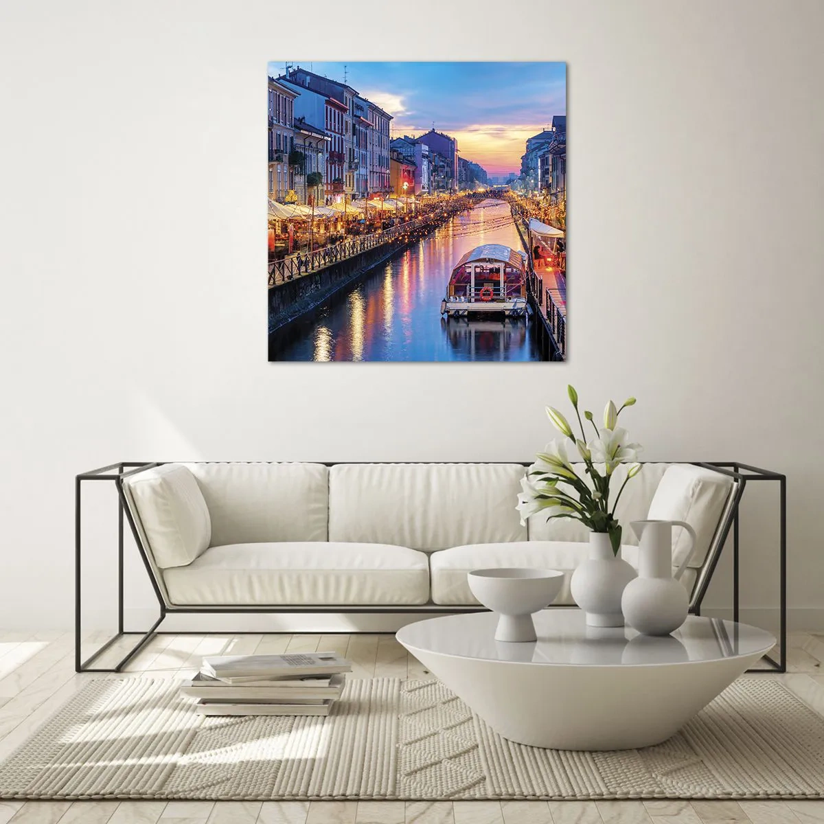 Glasbild - Bild auf glas - Ein Abend voller Licht und Spaß - 70x70 cm