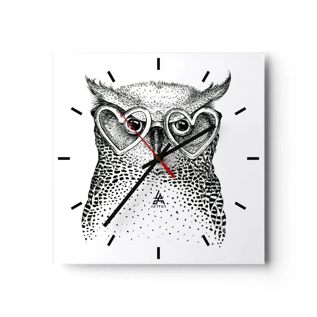 Wanduhr - Glasuhr - Klug und mit Liebe - 40x40 cm