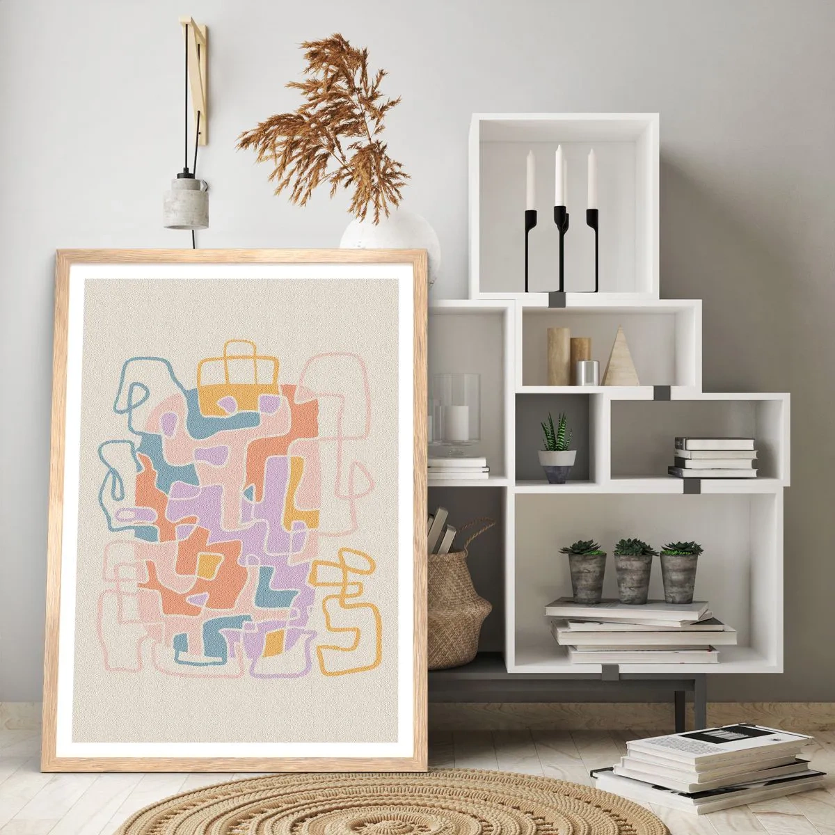 Poster in einem Rahmen aus heller Eiche - Labyrinth – ein freudiges Abenteuer - 61x91 cm