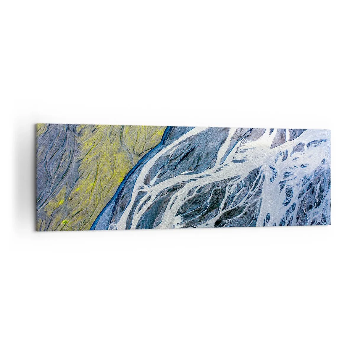 Bild auf Leinwand - Leinwandbild - Abstrakte Vogelperspektive auf mäandernde Flussbetten - 160x50cm - Felsmalereien der Natur - Moderne Wanddekoration für Wohnzimmer und Schlafzimmer ARTTOR