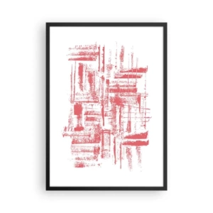 Poster in einem schwarzem Rahmen - Rote geometrische Linien auf weißem Hintergrund - 50x70cm - Die rote Stadt - Moderne Wanddekoration für Wohnzimmer und Schlafzimmer ARTTOR
