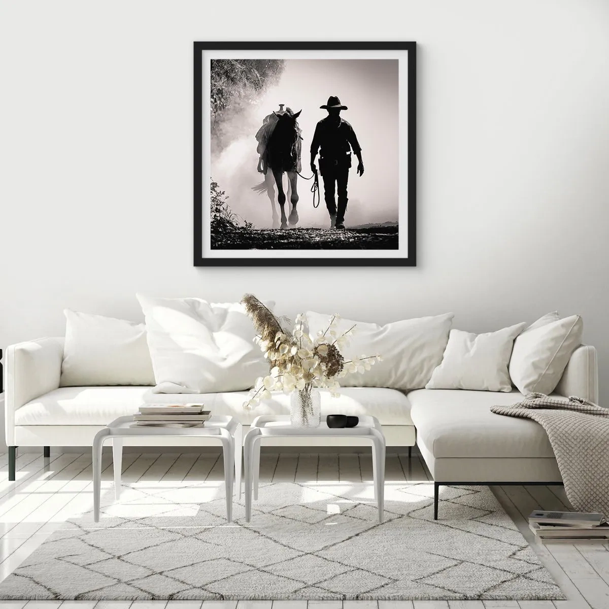 Poster in einem schwarzem Rahmen - Texas-Morgen - 30x30 cm