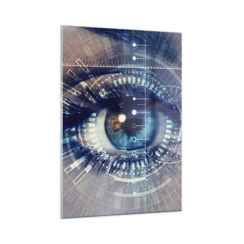 Glasbild - Bild auf glas - Ein digitales Auge mit futuristischer Technologie und Datenthema - 50x70cm - Du denkst du kennst mich - Moderne Wanddekoration für Wohnzimmer und Schlafzimmer ARTTOR