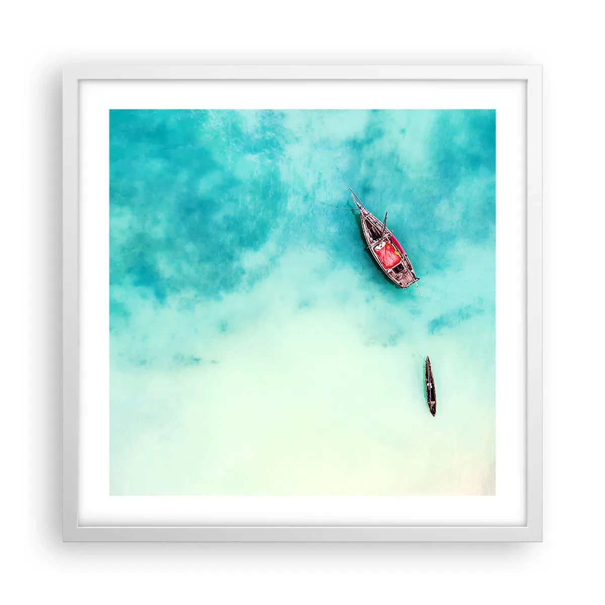 Poster in einem weißen Rahmen - Denn an den Stränden von Sansibar, wenn der Wasserüberschuss ... - 50x50 cm