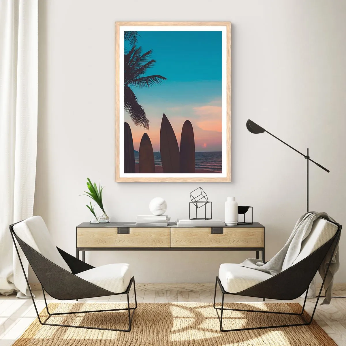 Poster in einem Rahmen aus heller Eiche - Morgen wird es auch lustig - 30x40 cm