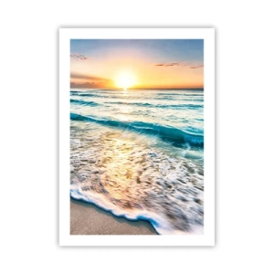 Poster - Sonnenuntergang über einem ruhigen Meer mit Wellen - 50x70cm - Ein Blick lohnt sich - Moderne Wanddekoration für Wohnzimmer und Schlafzimmer ARTTOR