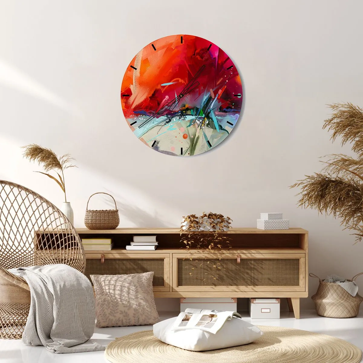 Wanduhr - Glasuhr - Eine Explosion von Lichtern und Farben - 30x30 cm