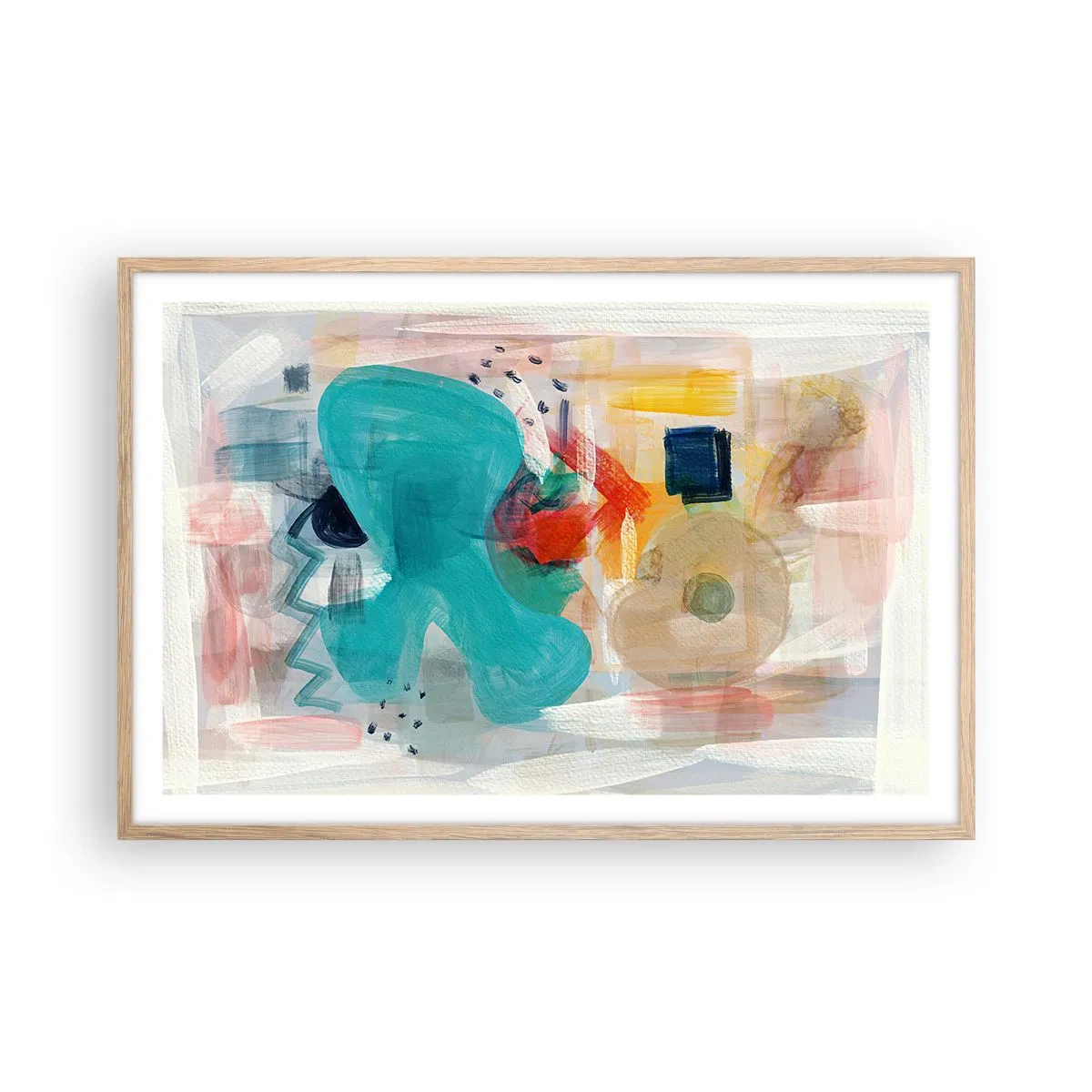 Poster in einem Rahmen aus heller Eiche - Buntes Spiel - 91x61 cm