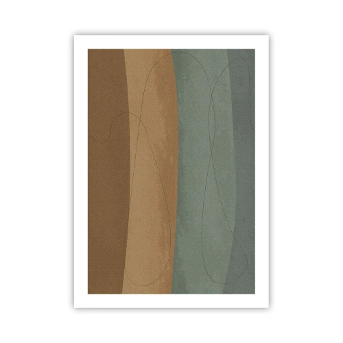 Poster - Organische Linien auf erdigen und grünen Hintergründen - 50x70cm - Horizontale Komposition - Moderne Wanddekoration für Wohnzimmer und Schlafzimmer ARTTOR