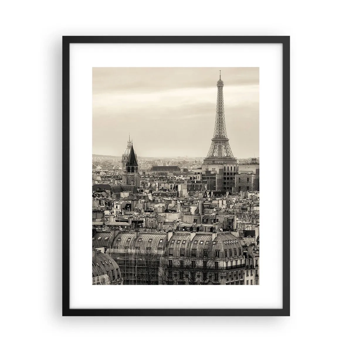 Poster in einem schwarzem Rahmen - Über den Dächern von Paris - 40x50 cm