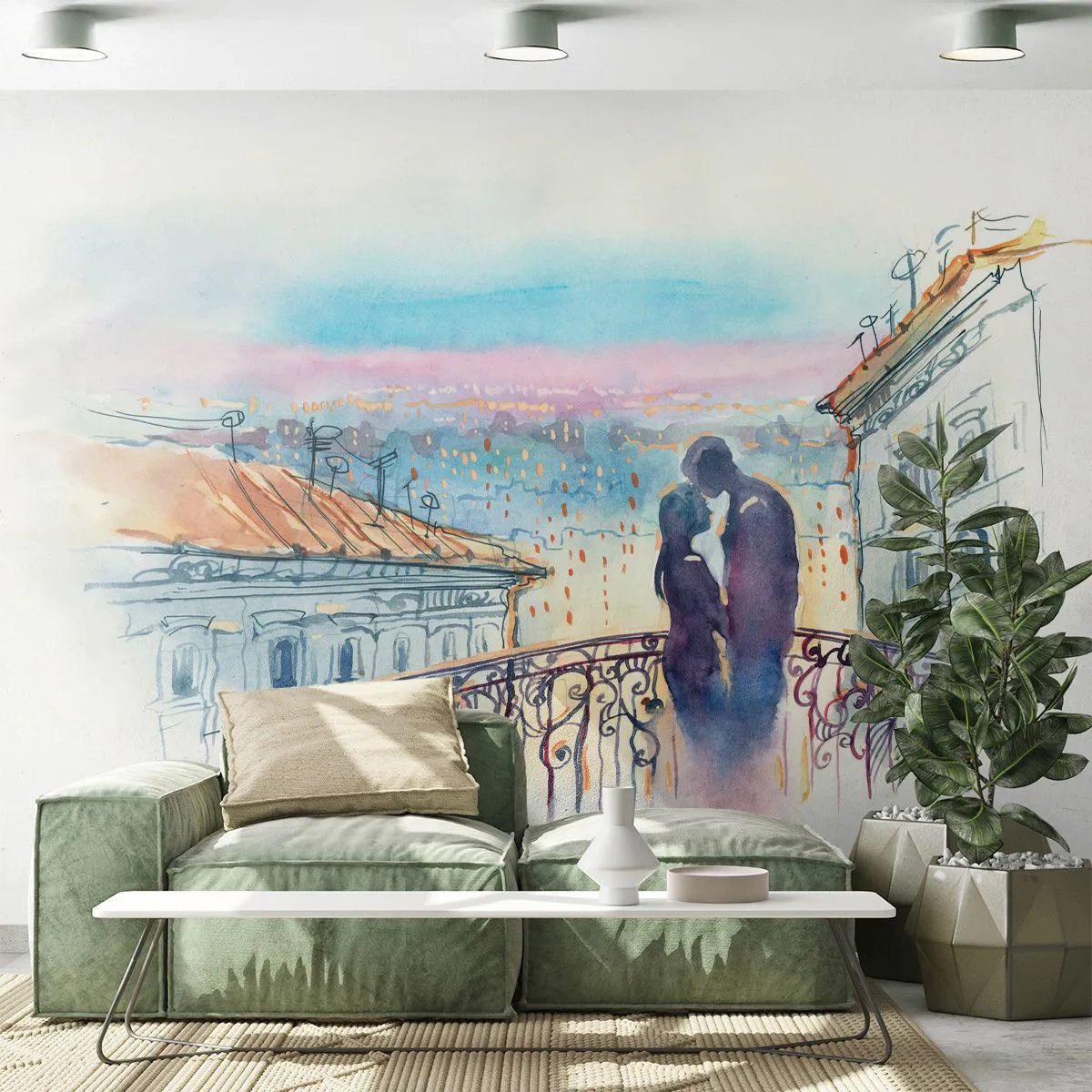 Fototapete Premium Canvas - Paris-Liebhaber - Die Architektur, Stadt, Liebespaar - 400x280 cm