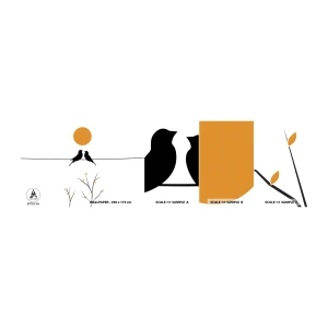 Fototapetenmuster Standard Eco - Abend der Nachtigallen - Abstraktion, Vögel, Grafik - 100x30 cm