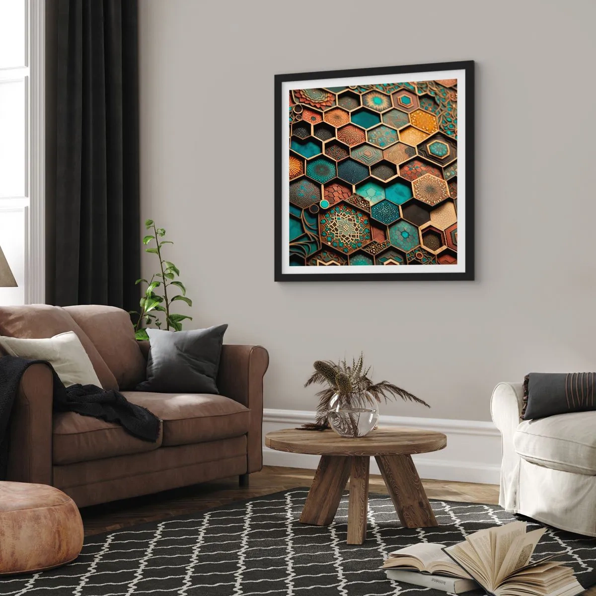 Poster in einem schwarzem Rahmen - Arabische Ornamente – Variation - 40x40 cm