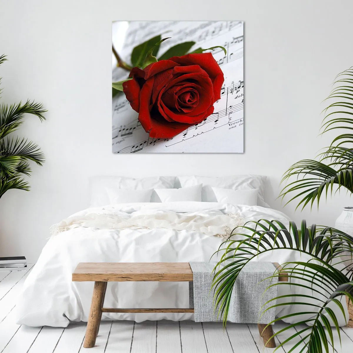 Bild auf Leinwand - Leinwandbild - Musik der Gefühle in Scharlach - 70x70 cm