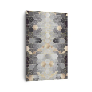 Bild auf Leinwand - Leinwandbild - Geometrisches Muster in goldenen Farbtönen - 80x120cm - Diamant-Komposition - Moderne Wanddekoration für Wohnzimmer und Schlafzimmer ARTTOR