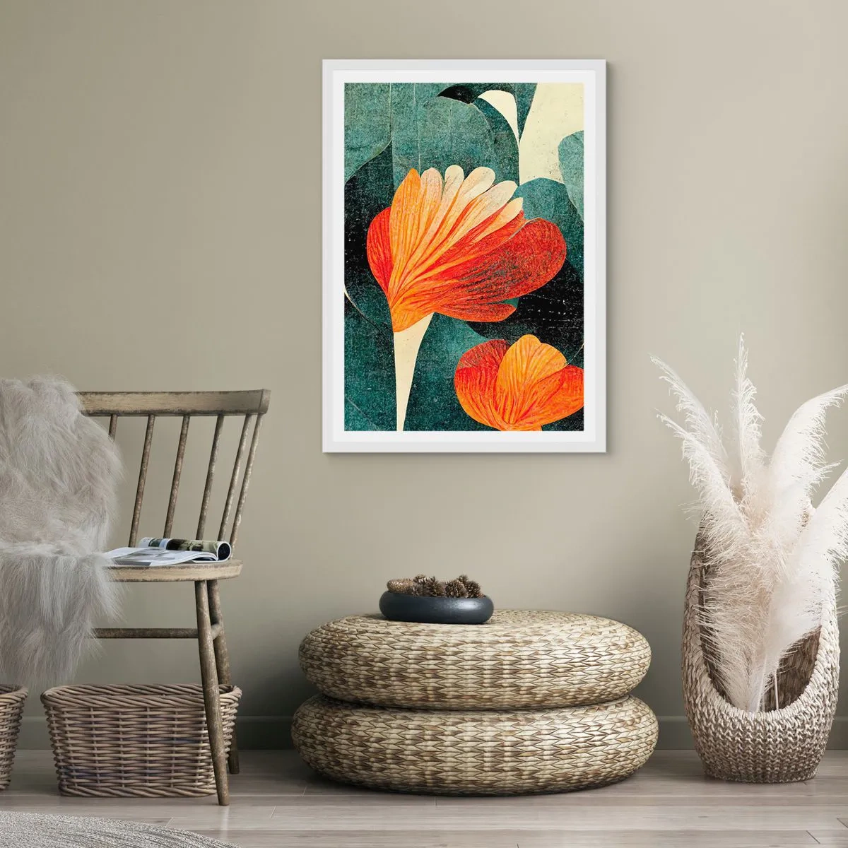 Poster in einem weißen Rahmen - Hitze der Tropen und Kühle des Grüns - 30x40 cm