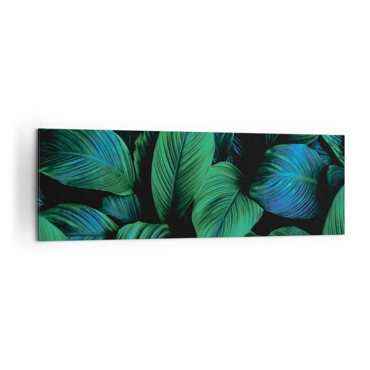Bild auf Leinwand - Leinwandbild - Grüne Blätter im minimalistischen Stil - 160x50cm - In der grünen Menge - Moderne Wanddekoration für Wohnzimmer und Schlafzimmer ARTTOR