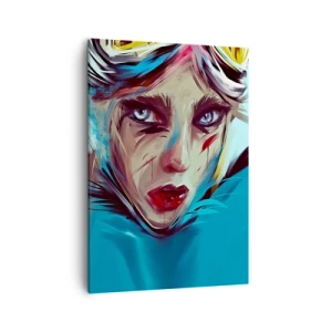 Bild auf Leinwand - Leinwandbild - Porträt einer Frau in dynamischen Farben und einem abstrakten Stil - 50x70cm - Strassenkämpferin - Moderne Wanddekoration für Wohnzimmer und Schlafzimmer ARTTOR