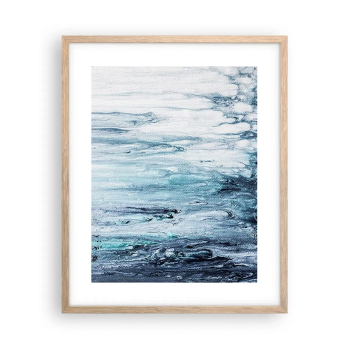 Poster in einem Rahmen aus heller Eiche - Blaue Eiszapfen - 40x50 cm