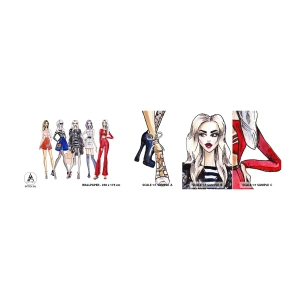 Fototapeten Muster Selbstklebend Deluxe Sticker - Jede Woche Fashion Week - Frau, Mode, Modell - 100x30 cm