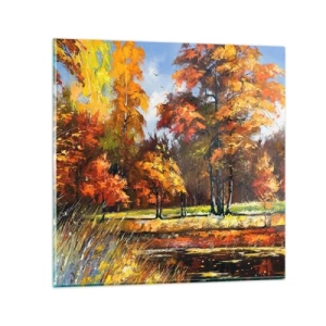 Glasbild - Bild auf glas - Landschaft in Gold und Bronze - 30x30 cm