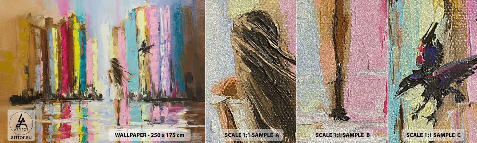 Fototapeten Muster Premium Sand - Folge mir - Abstraktion, Mädchen, Frau - 100x30 cm