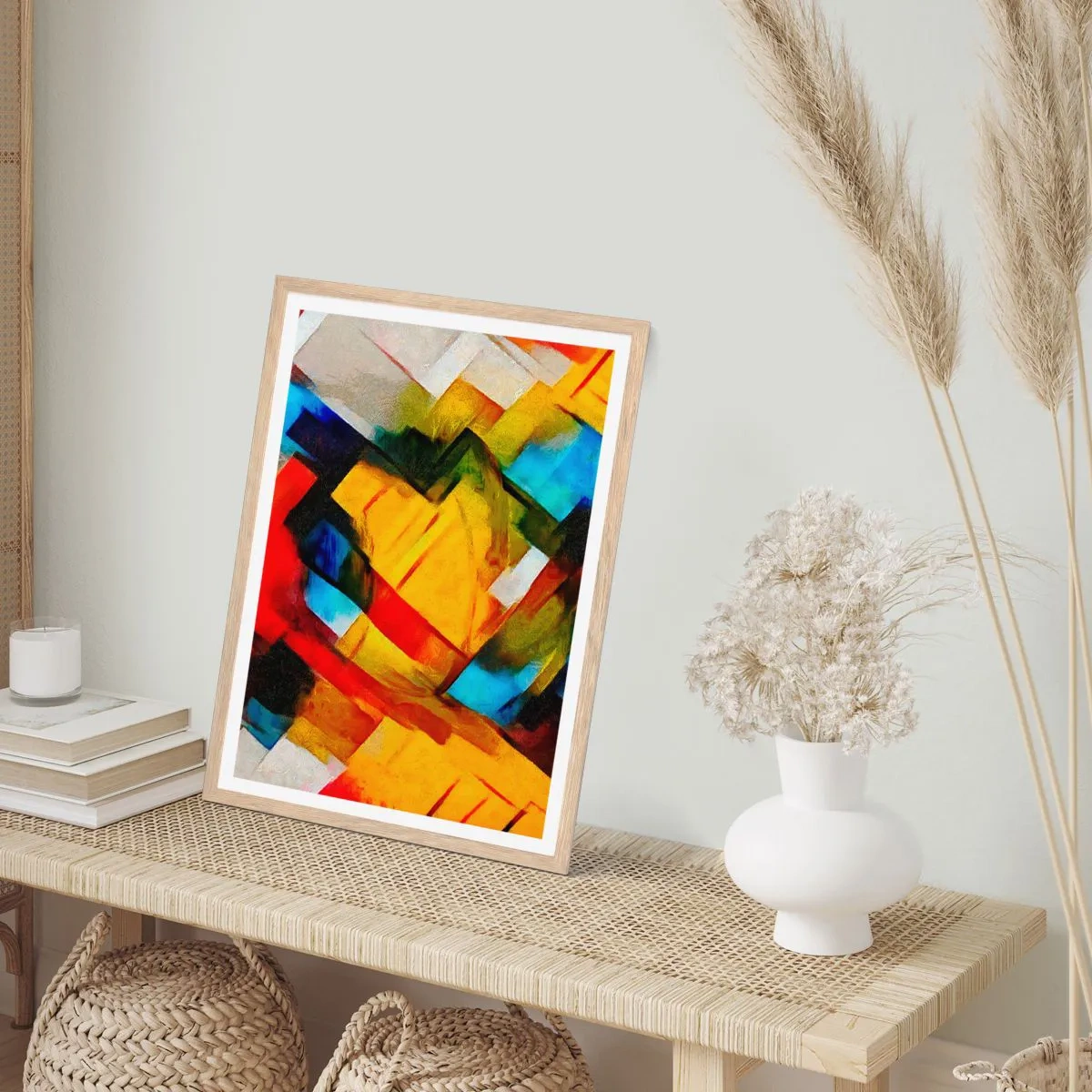 Poster in einem Rahmen aus heller Eiche - Ein bunter Interleaver - 61x91 cm
