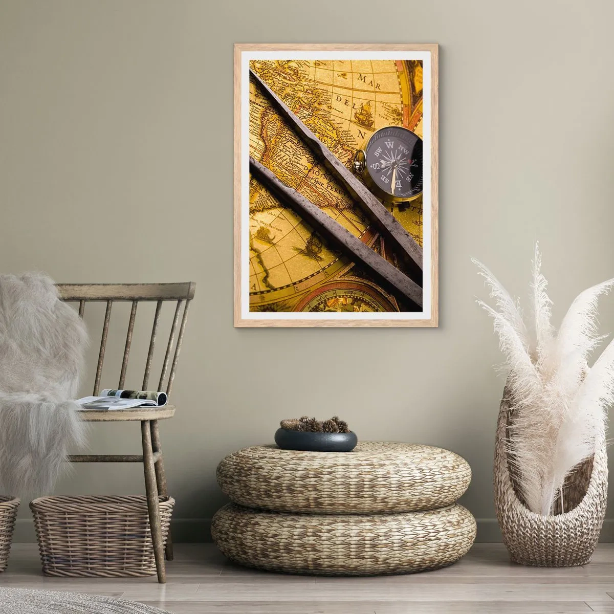 Poster in einem Rahmen aus heller Eiche - Wo sind diese Schätze? - 61x91 cm