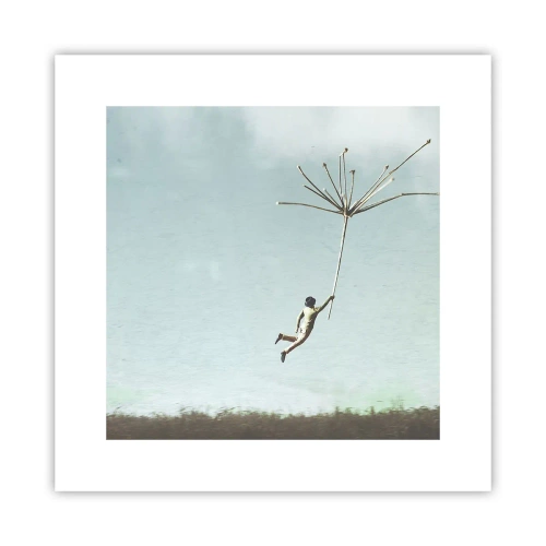 Poster - Drachen, Löwenzahn, Wind - 30x30 cm