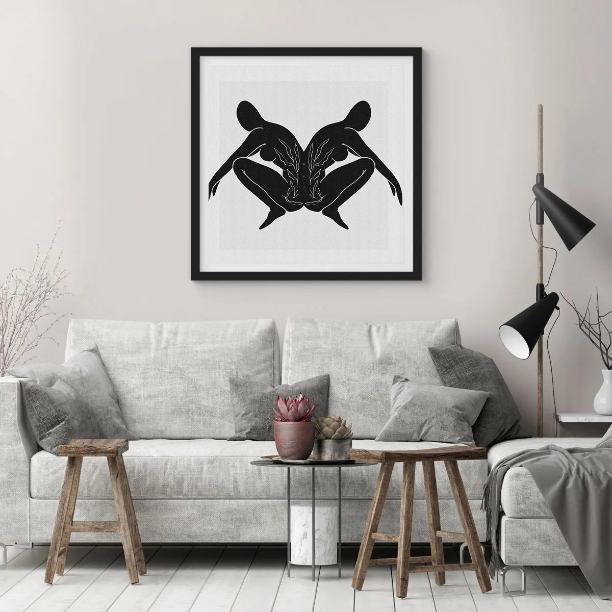 Poster in einem schwarzem Rahmen - Gemeinsame Seele - 30x30 cm