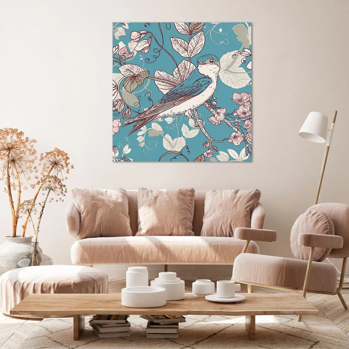 Bild auf Leinwand - Leinwandbild - Im Weißholz von Rot und Silber - 60x60 cm