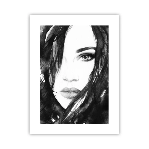 Poster - Porträt einer Dame in Schwarzweiß - 30x40 cm