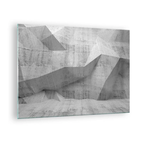 Glasbild - Bild auf glas - Geometrische Betonstruktur in Grautönen - 70x50cm - Eine echte Herausforderung - Moderne Wanddekoration für Wohnzimmer und Schlafzimmer ARTTOR