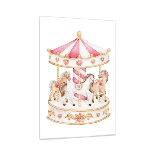 Glasbild - Bild auf glas - Buntes Vintage-Karussell mit Pferden - 70x100cm - Süße Welt der Kindheit - Moderne Wanddekoration für Wohnzimmer und Schlafzimmer ARTTOR