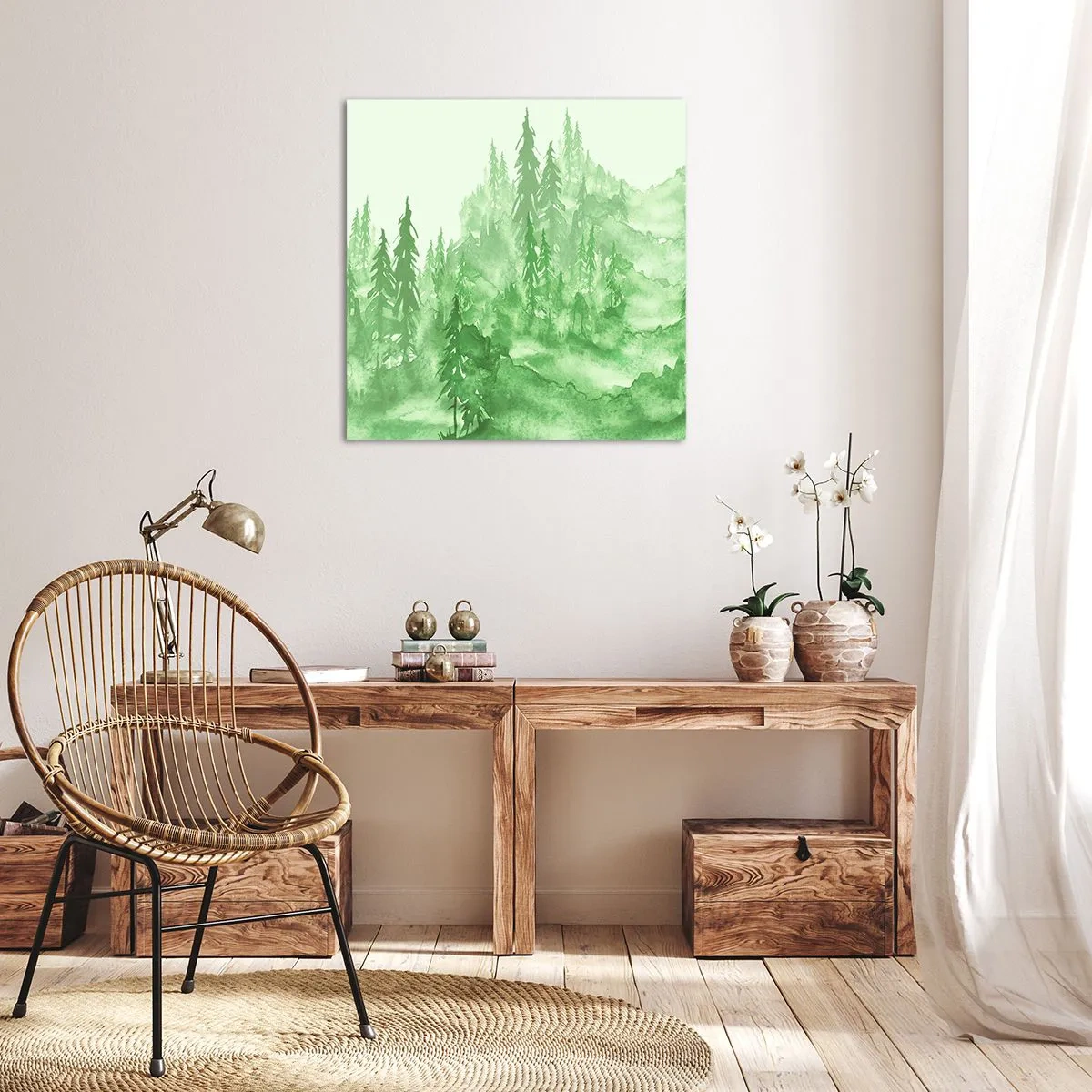 Bild auf Leinwand - Leinwandbild - Verschwommen mit grünem Nebel - 70x70 cm