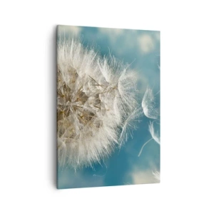 Bild auf Leinwand - Leinwandbild - Ein verwelkter Löwenzahn vor blauem Himmel - 50x70cm - Engelsatem - Moderne Wanddekoration für Wohnzimmer und Schlafzimmer ARTTOR