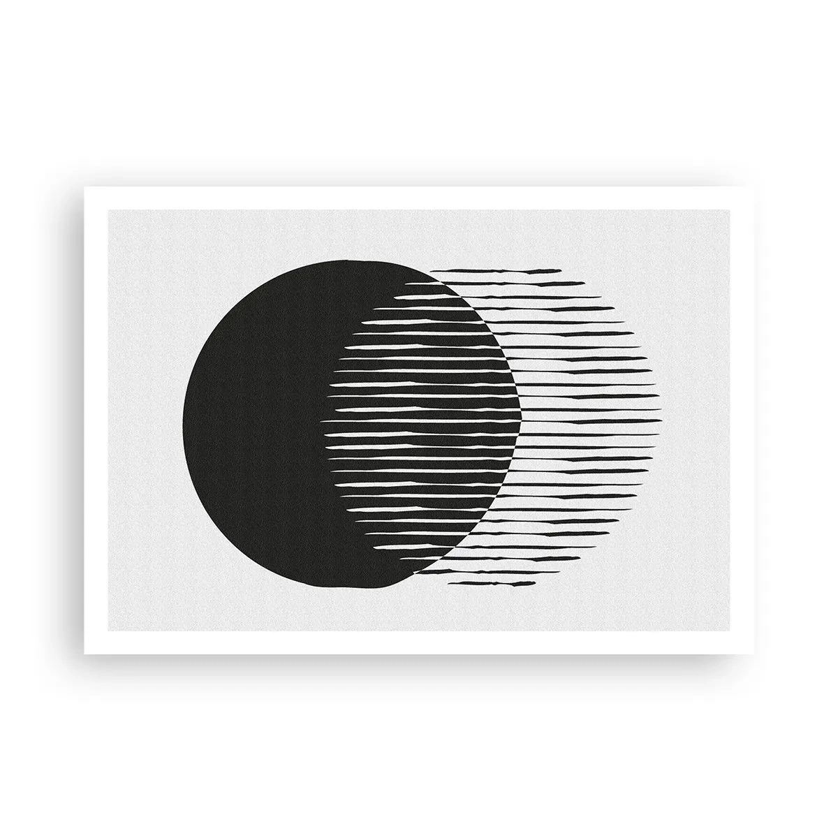 Poster - Zwei überlappende Kreise mit schwarzen und weißen Linien - 100x70cm - Sein Alter Ego - Moderne Wanddekoration für Wohnzimmer und Schlafzimmer ARTTOR