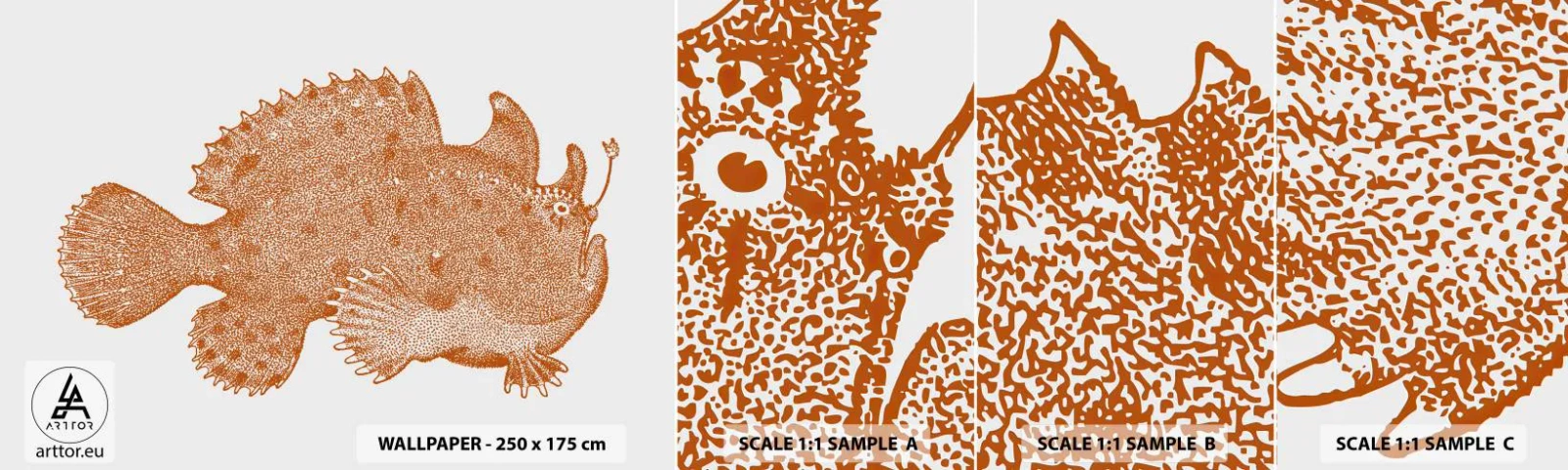 Fototapetenmuster Standard Eco - Es ist also doch ein Fisch - Meeresfisch, Ozean, Strand - 100x30 cm