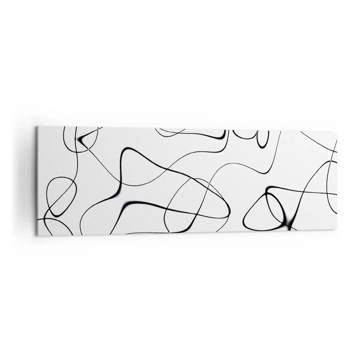 Bild auf Leinwand - Leinwandbild - Abstrakte schwarze Linien auf weißem Hintergrund im minimalistischen Stil - 160x50cm - Lebenswege, Wechselfälle - Moderne Wanddekoration für Wohnzimmer und Schlafzimmer ARTTOR