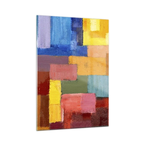 Glasbild - Bild auf glas - Abstrakte Komposition aus farbigen Rechtecken - 50x70cm - Jeder ist anders, alle bunt - Moderne Wanddekoration für Wohnzimmer und Schlafzimmer ARTTOR